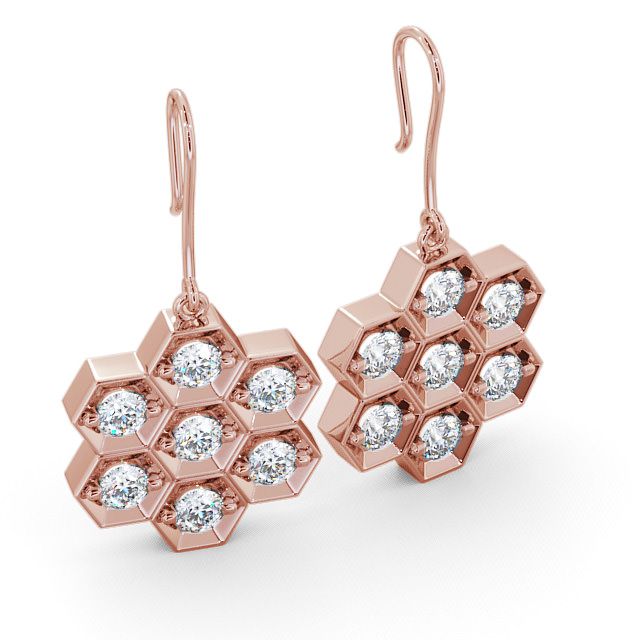 Drop Round Diamond Earrings 18K Rose Gold - Laragh ERG42_RG_FLAT