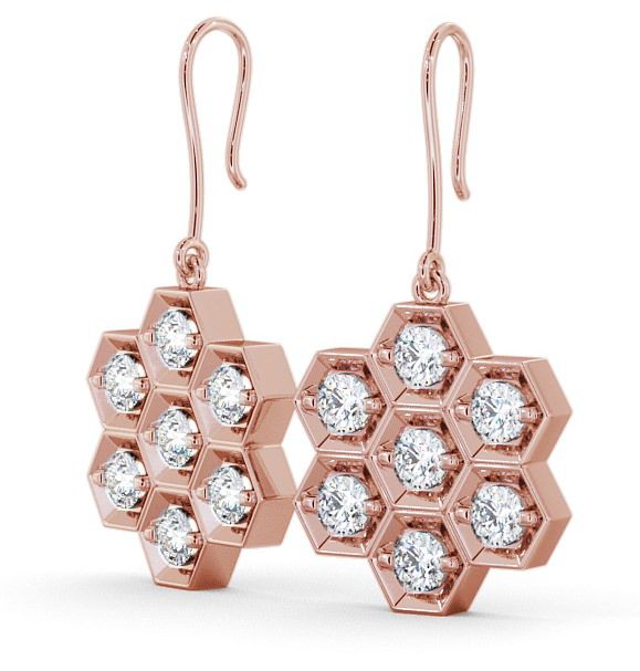 Drop Round Diamond Earrings 9K Rose Gold - Laragh ERG42_RG_THUMB1