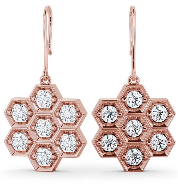 Drop Round Diamond Contemporary Style Earrings 9K Rose Gold ERG42_RG_THUMB2 