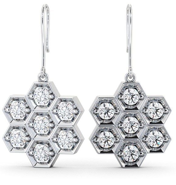 Drop Round Diamond Contemporary Style Earrings 18K White Gold ERG42_WG_THUMB2 
