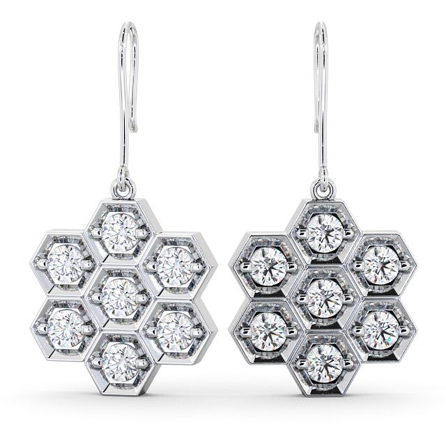 Drop Round Diamond Earrings 18K White Gold - Laragh ERG42_WG_UP
