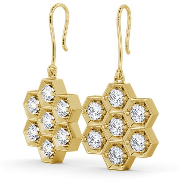 Drop Round Diamond Contemporary Style Earrings 9K Yellow Gold ERG42_YG_THUMB1