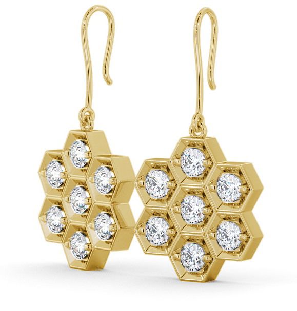 Drop Round Diamond Contemporary Style Earrings 9K Yellow Gold erg42_yg_thumb1