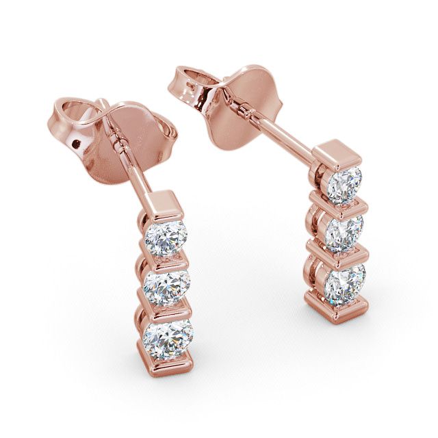 Journey Round Diamond Earrings 9K Rose Gold - Tilsop ERG43_RG_FLAT