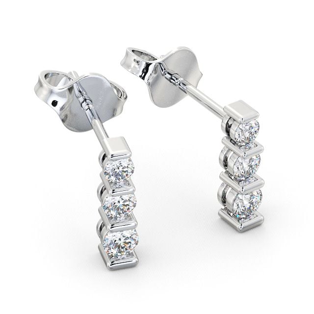Journey Round Diamond Earrings 9K White Gold - Tilsop ERG43_WG_FLAT