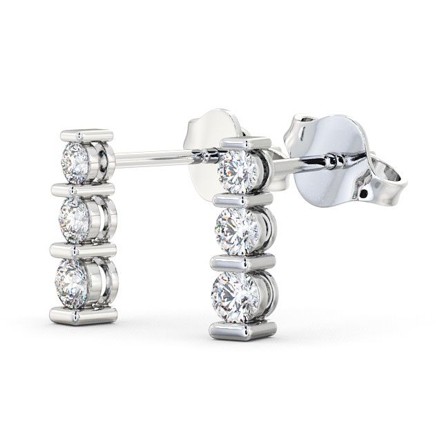 Journey Round Diamond Earrings 9K White Gold - Tilsop ERG43_WG_SIDE