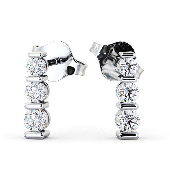 Journey Round Diamond Tension Set Earrings 18K White Gold ERG43_WG_THUMB2 