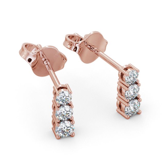 Journey Round Diamond Earrings 18K Rose Gold - Altham ERG44_RG_FLAT
