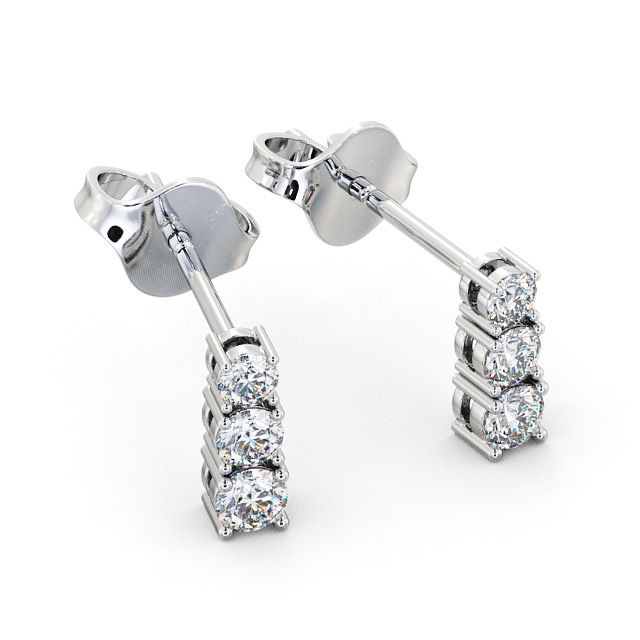 Journey Round Diamond Earrings 18K White Gold - Altham ERG44_WG_FLAT
