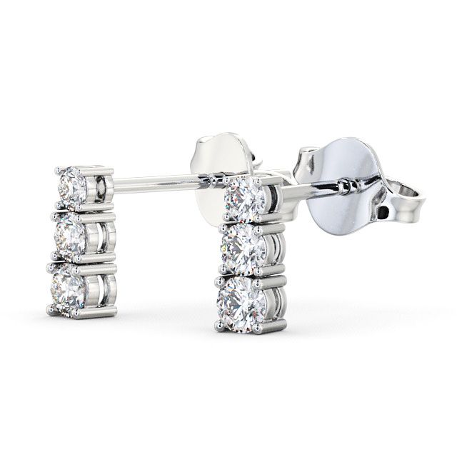 Journey Round Diamond Earrings 18K White Gold - Altham