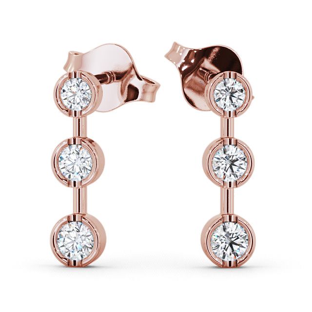 Journey Round Diamond Earrings 18K Rose Gold - Belmont ERG45_RG_UP