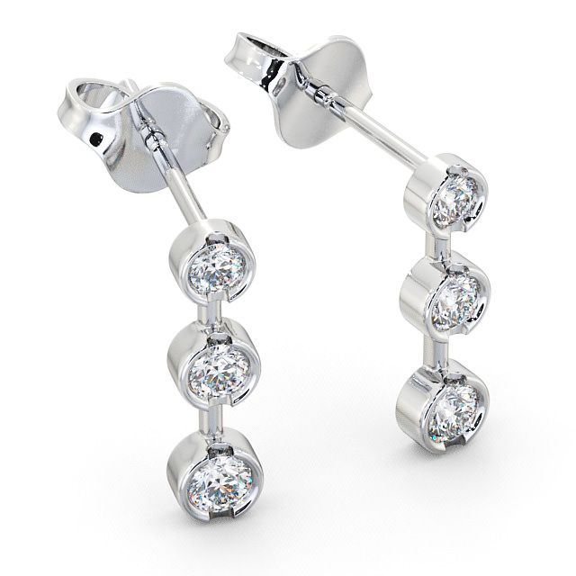 Journey Round Diamond Earrings 9K White Gold - Belmont ERG45_WG_FLAT