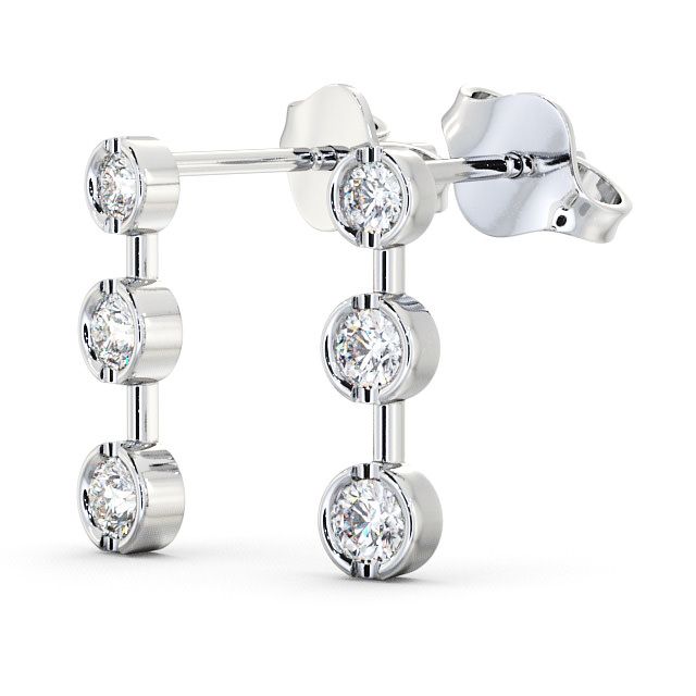 Journey Round Diamond Earrings 9K White Gold - Belmont ERG45_WG_SIDE