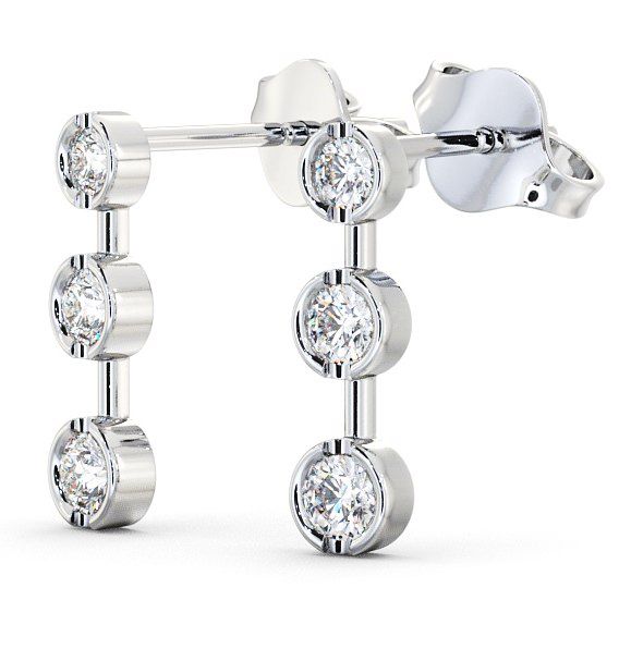 Journey Round Diamond Bezel Set Earrings 18K White Gold ERG45_WG_THUMB1 