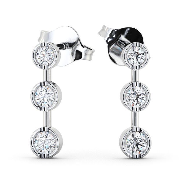 Journey Round Diamond Earrings 9K White Gold - Belmont ERG45_WG_UP