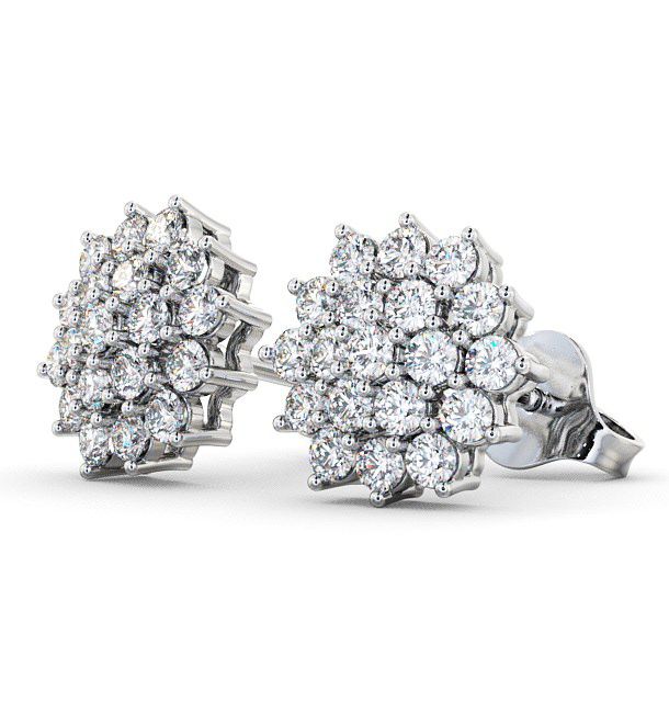 Cluster Round Diamond Glamorous Earrings 18K White Gold ERG46_WG_THUMB1