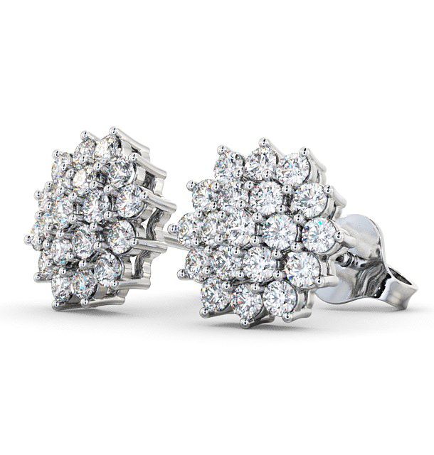 Cluster Round Diamond Glamorous Earrings 18K White Gold ERG46_WG_THUMB1 