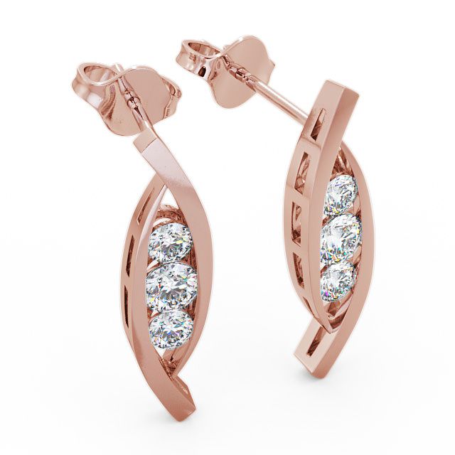 Journey Round Diamond Earrings 18K Rose Gold - Calligarry ERG47_RG_FLAT