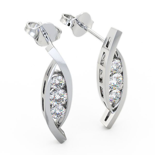 Journey Round Diamond Earrings 9K White Gold - Calligarry ERG47_WG_FLAT
