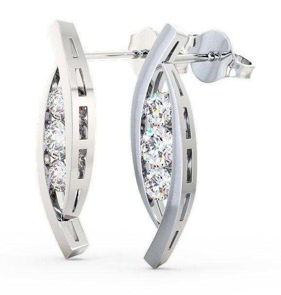 Journey Round Diamond Channel Set Earrings 9K White Gold ERG47_WG_THUMB1