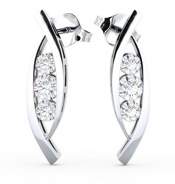 Journey Round Diamond Channel Set Earrings 18K White Gold ERG47_WG_THUMB2 