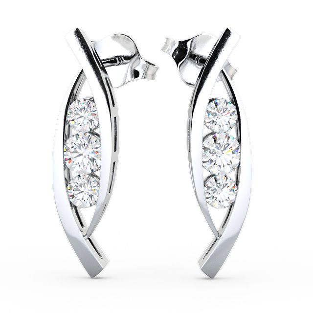 Journey Round Diamond Earrings 18K White Gold - Calligarry ERG47_WG_UP