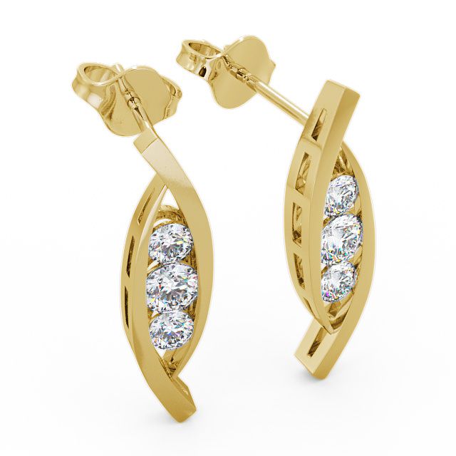 Journey Round Diamond Earrings 9K Yellow Gold - Calligarry ERG47_YG_FLAT