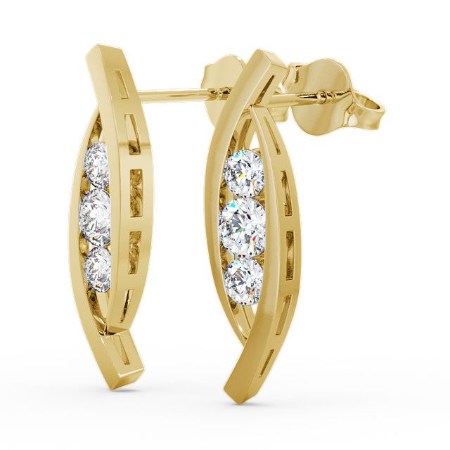 Journey Round Diamond Earrings 9K Yellow Gold - Calligarry ERG47_YG_SIDE