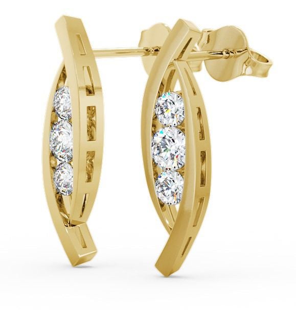 Journey Round Diamond Channel Set Earrings 18K Yellow Gold ERG47_YG_THUMB1 