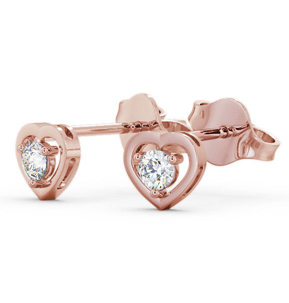 Heart Shaped Round Diamond Stud Earrings 18K Rose Gold ERG48_RG_THUMB1 