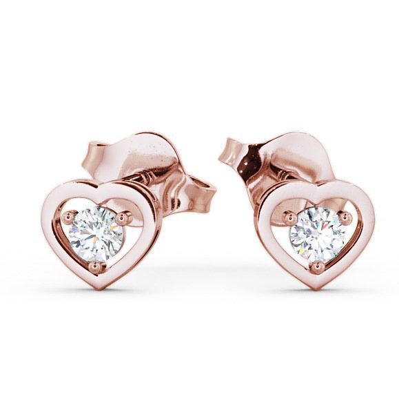  Heart Shaped Round Diamond Stud Earrings 9K Rose Gold - Hilsea ERG48_RG_THUMB2 