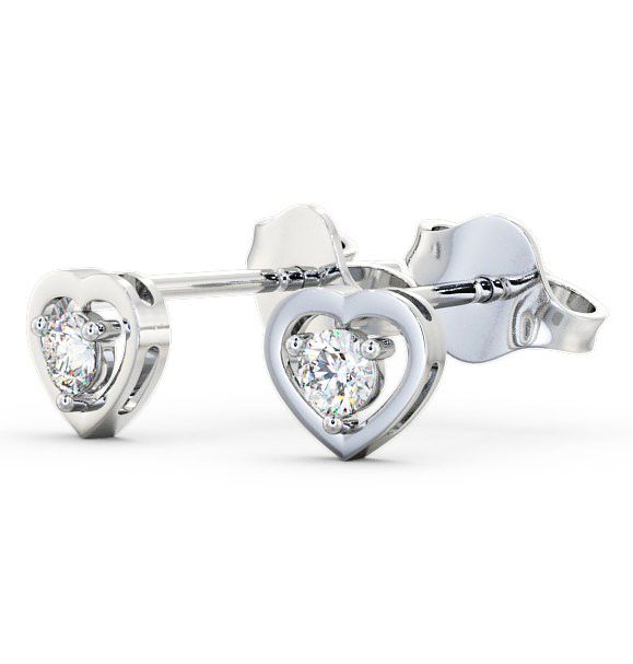 Heart Shaped Round Diamond Stud Earrings 9K White Gold ERG48_WG_THUMB1 