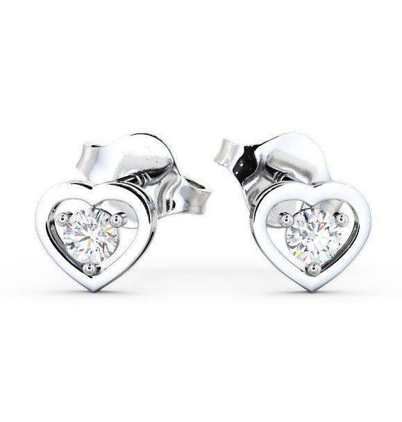  Heart Shaped Round Diamond Stud Earrings 18K White Gold - Hilsea ERG48_WG_THUMB2 