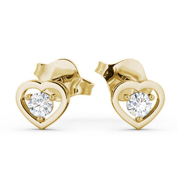  Heart Shaped Round Diamond Stud Earrings 9K Yellow Gold - Hilsea ERG48_YG_THUMB2 