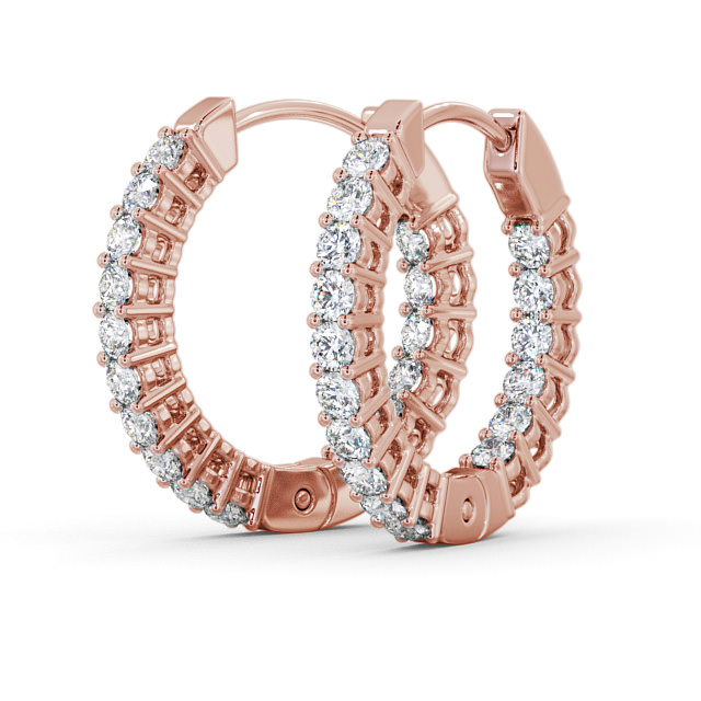 Hoop Round Diamond Earrings 9K Rose Gold - Fearn ERG49_RG_SIDE