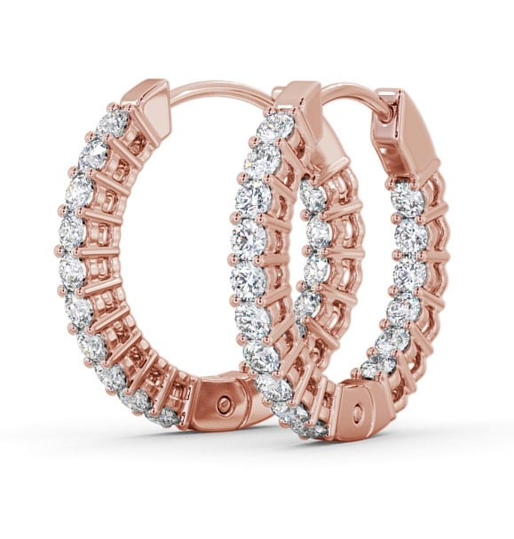 Hoop Round Diamond Earrings 9K Rose Gold - Fearn ERG49_RG_THUMB1