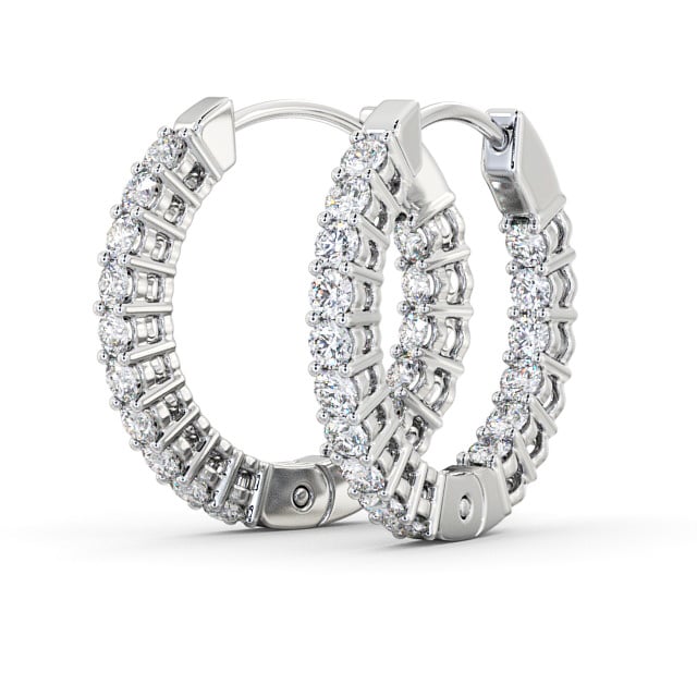 Hoop Round Diamond Earrings 9K White Gold - Fearn ERG49_WG_SIDE