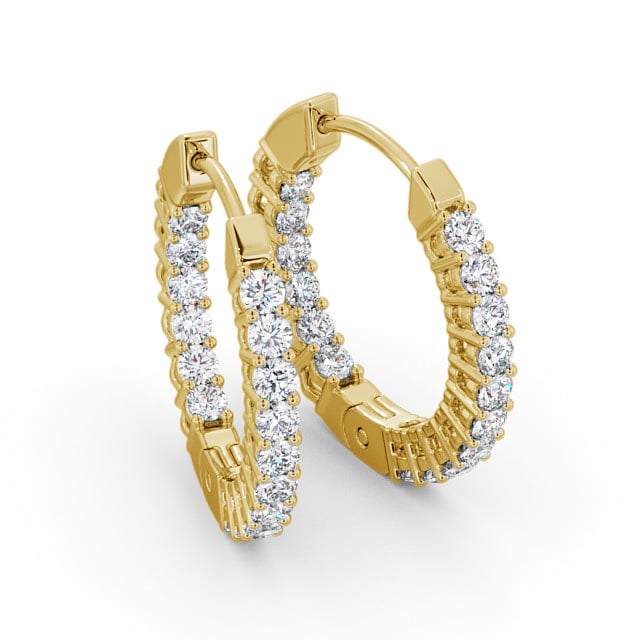 Hoop Round Diamond Earrings 9K Yellow Gold - Fearn ERG49_YG_FLAT