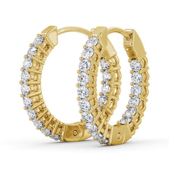 Hoop Round Diamond Front To Back Design Earrings 18K Yellow Gold ERG49_YG_THUMB1