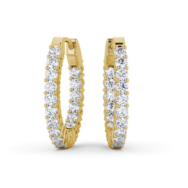 Hoop Round Diamond Earrings 9K Yellow Gold - Fearn ERG49_YG_UP