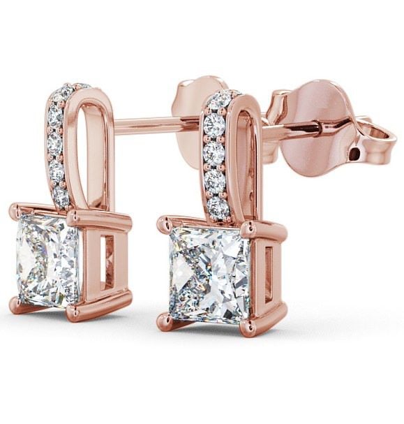 Drop Princess Diamond Earrings 9K Rose Gold - Ibsley ERG4_RG_THUMB1