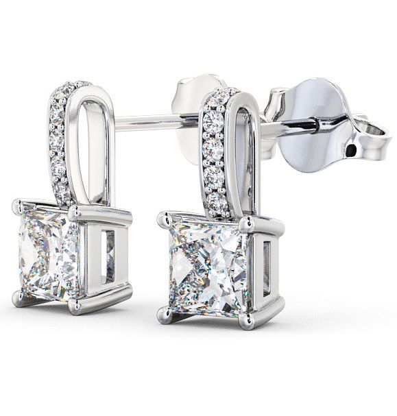  Drop Princess Diamond Earrings 18K White Gold - Ibsley ERG4_WG_THUMB1 
