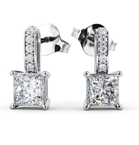  Drop Princess Diamond Earrings 18K White Gold - Ibsley ERG4_WG_THUMB2 