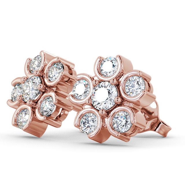 Cluster Round Diamond Earrings 18K Rose Gold - Risley ERG50_RG_SIDE