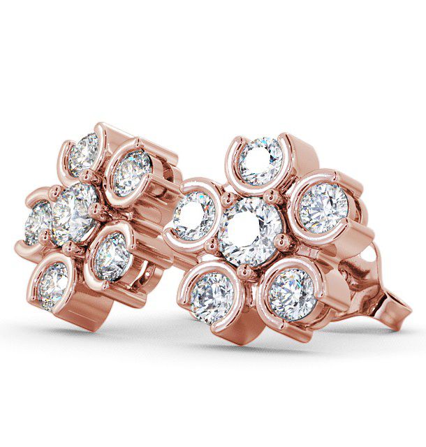 Cluster Round Diamond Earrings 18K Rose Gold - Risley ERG50_RG_THUMB1
