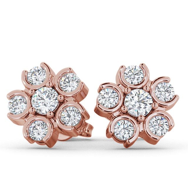 Cluster Round Diamond Earrings 18K Rose Gold - Risley ERG50_RG_UP