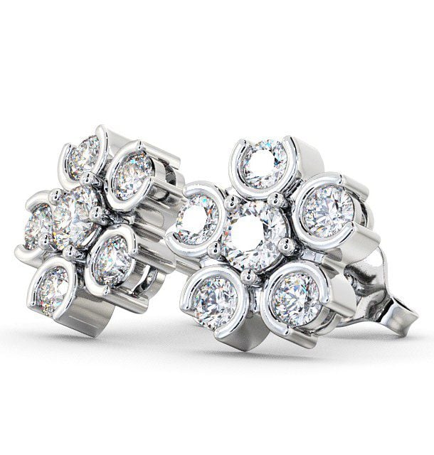 Cluster Round Diamond Earrings 18K White Gold ERG50_WG_THUMB1 