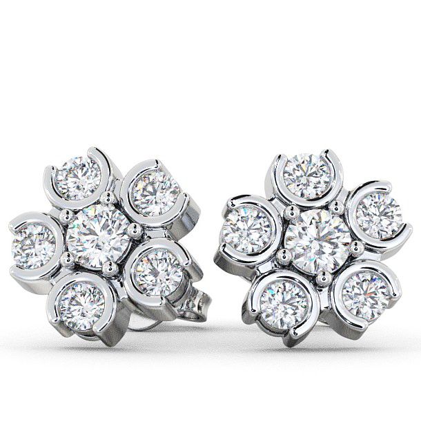 Risley Cluster Earrings Round Diamond ERG50_WG_THUMB2 