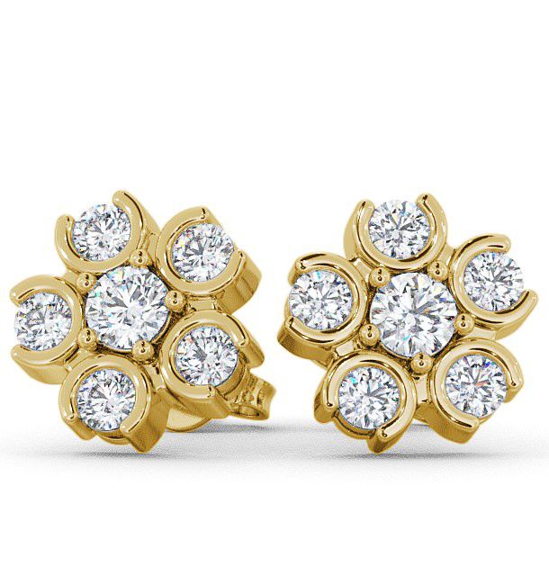 Risley Cluster Earrings Round Diamond ERG50_YG_THUMB2 