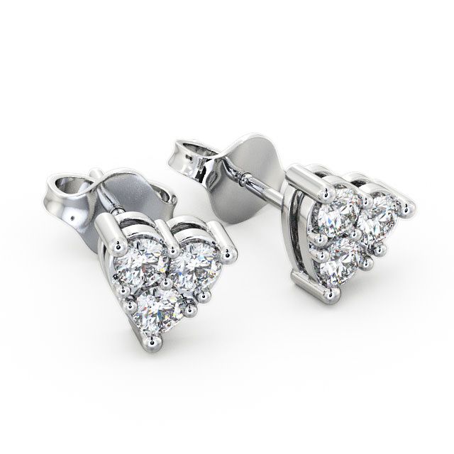 Heart Shaped Cluster Diamond Earrings 9K White Gold - Gelli ERG52_WG_FLAT